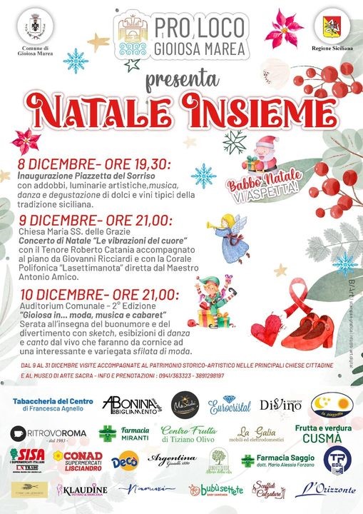 Dal 08 al 10 dicembre 2023 vieni a vivere la magia del Natale Insieme a noi a Gioiosa Marea, in provincia di Messina - Sicilia.